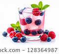 Visual of carbonated berry soda with berries and mint 128364987