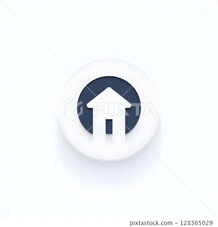 featuring a simple house shape with a pointed roof against a dark background. 128365029