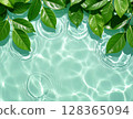 Natural background material of water surface and floating leaves 128365094