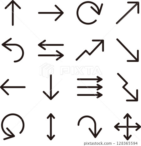 Arrow icon simple pictogram symbol decoration illustration material set 128365594