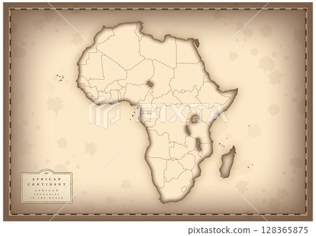 Antique style map of Africa (English) 128365875