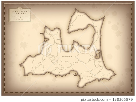 Antique-style map of Aomori prefecture (English) 128365879