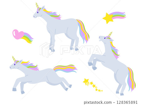 獨角獸插圖3姿勢集 獨角獸插圖3姿勢集 128365891