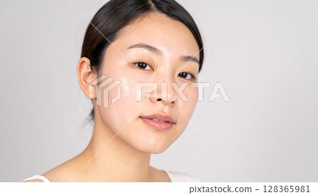 Middle-aged woman who cares about her skin 128365981