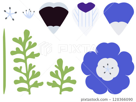 A set for making simple, flat nemophila A set for making simple, flat nemophila 128366090