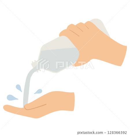 Wash your hands with bottled water 128366392