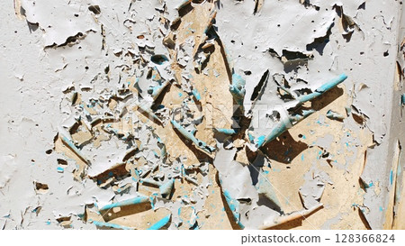 A CloseUp View of Peeling Paint That Reveals the Underlying Layers Beneath It Clearly A CloseUp View of Peeling Paint That Reveals the Underlying Layers Beneath It Clearly 128366824
