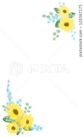 Summer cute sunflower decorative frame illustration 128367175