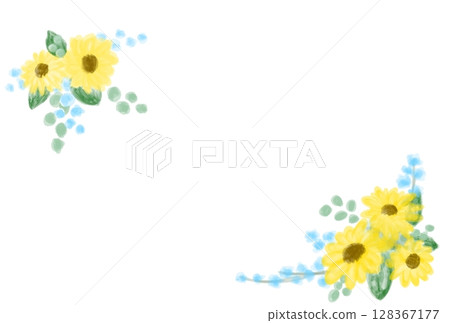 Summer cute sunflower decorative frame illustration 128367177