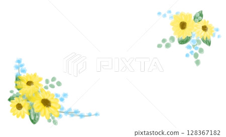 Summer cute sunflower decorative frame illustration 128367182