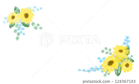 夏季可愛向日葵裝飾框架插圖 128367183