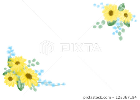 夏季可愛向日葵裝飾框架插圖 128367184
