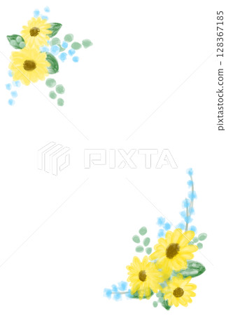 Summer cute sunflower decorative frame illustration 128367185