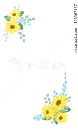 Summer cute sunflower decorative frame illustration 128367187