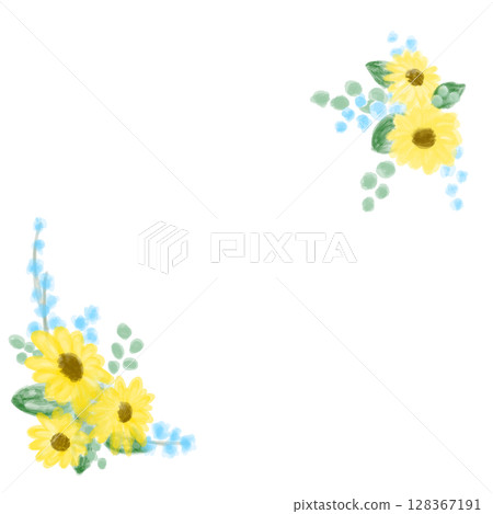 Summer cute sunflower decorative frame illustration 128367191