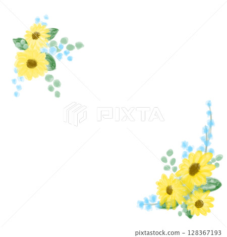 夏季可愛向日葵裝飾框架插圖 夏季可愛向日葵裝飾框架插圖 128367193