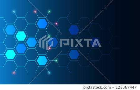 Abstract technology background and design element with hexagons pattern and geometric shapes 128367447