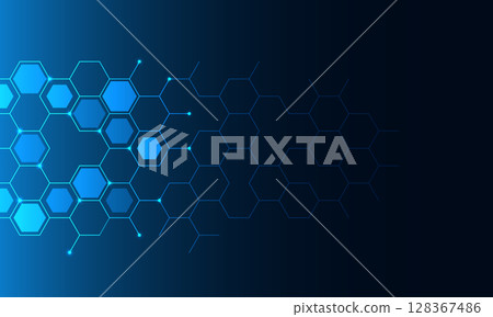 Abstract technology background and design element with hexagons pattern and geometric shapes Abstract technology background and design element with hexagons pattern and geometric shapes 128367486
