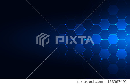 Abstract technology background and design element with hexagons pattern and geometric shapes 128367491