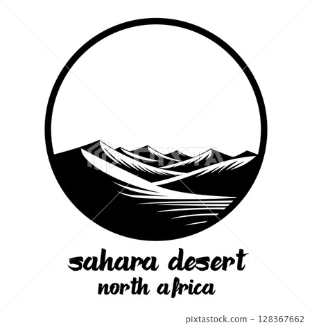 Circle Icon Sahara Desert.Vector illustration 128367662