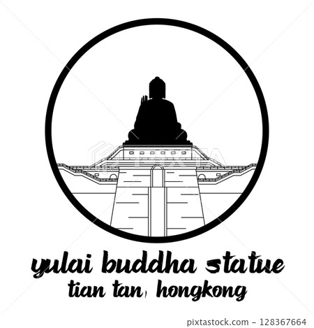 Circle Icon Yulai Buddha Statue. Vector illustration 128367664