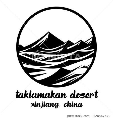 Circle Icon Taklamakan Desert.Vector illustration 128367670