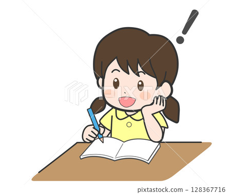 A girl struggling with her studies has an idea 128367716