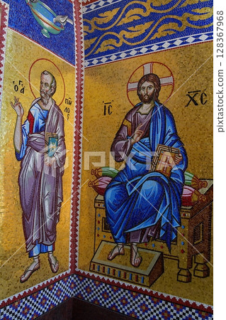 塞浦路斯，特羅多斯，Kykkos 修道院，正門的馬賽克，基督 128367968