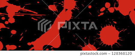 Grunge blood splash pattern. Red splashes, smudges, and spray stains for thriller or mystery themes. Grunge blood splash pattern. Red splashes, smudges, and spray stains for thriller or mystery themes. 128368120