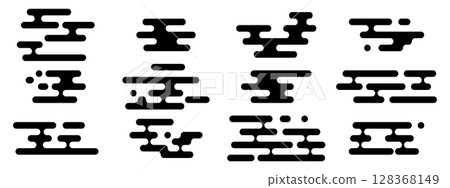 Traditional Japanese cloud elements. Classic oriental motif. Asian ornamental patterns. Minimalist decorative shapes Traditional Japanese cloud elements. Classic oriental motif. Asian ornamental patterns. Minimalist decorative shapes 128368149
