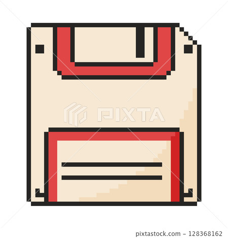 8 bit floppy disk icon. Pixel art object. Retro 80s,90s video game graphics. 8 bit floppy disk icon. Pixel art object. Retro 80s,90s video game graphics. 128368162