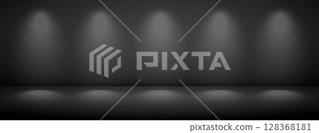 Limbo black background with light shadow. Abstract studio gradient bg. Modern banner with empty space for advertising text. Vector illustration. Limbo black background with light shadow. Abstract studio gradient bg. Modern banner with empty space for advertising text. Vector illustration. 128368181