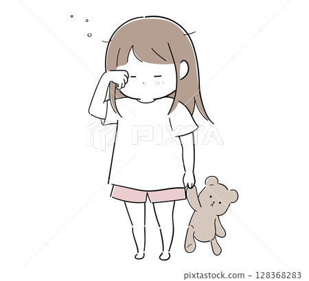 Sleepy little girl (stuffed toy) 128368283