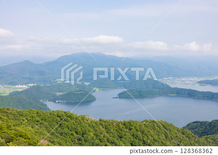 View of the Mikata Five Lakes from Goko Terrace, Fukui Prefecture 128368362