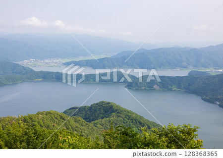 View of the Mikata Five Lakes from Goko Terrace, Fukui Prefecture 128368365