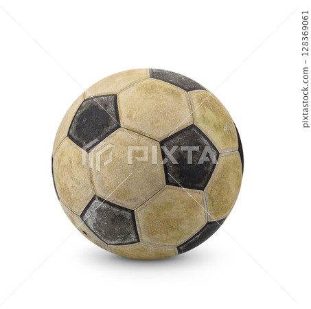 Old Soccer ball isolated on white background 128369061