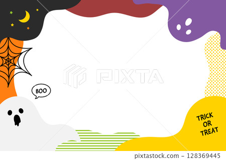 流行可愛的鬼萬聖節背景框架 128369445