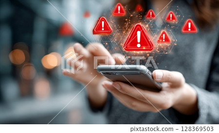 Smartphone warning notifications and error icons 128369503