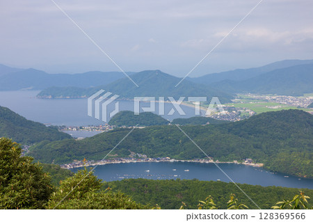View of the Mikata Five Lakes from Goko Terrace, Fukui Prefecture 128369566
