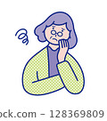 Illustration of a senior woman's upper body feeling uneasy 128369809