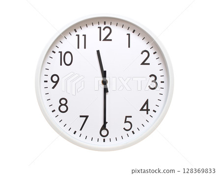 Wall clock showing 11:30 or 23:30. minimalist analog wall clock. suitable for time concept, deadline, schedule, or time zone visuals. Wall clock showing 11:30 or 23:30. minimalist analog wall clock. suitable for time concept, deadline, schedule, or time zone visuals. 128369833