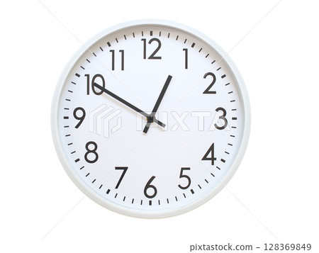 Wall clock showing 00:50 or 12:50. minimalist analog wall clock. suitable for time concept, deadline, schedule, or time zone visuals. Wall clock showing 00:50 or 12:50. minimalist analog wall clock. suitable for time concept, deadline, schedule, or time zone visuals. 128369849