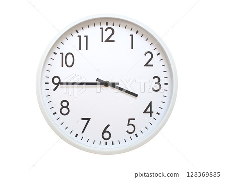 Wall clock showing 03:45 or 15:45. minimalist analog wall clock. suitable for time concept, deadline, schedule, or time zone visuals. Wall clock showing 03:45 or 15:45. minimalist analog wall clock. suitable for time concept, deadline, schedule, or time zone visuals. 128369885