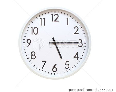Wall clock showing 05:15 or 17:15. minimalist analog wall clock. suitable for time concept, deadline, schedule, or time zone visuals. Wall clock showing 05:15 or 17:15. minimalist analog wall clock. suitable for time concept, deadline, schedule, or time zone visuals. 128369904