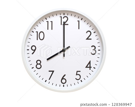 Wall clock showing 08:00 or 20:00. minimalist analog wall clock. suitable for time concept, deadline, schedule, or time zone visuals. 128369947