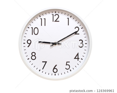 Wall clock showing 09:10 or 21:10. minimalist analog wall clock. suitable for time concept, deadline, schedule, or time zone visuals. 128369961