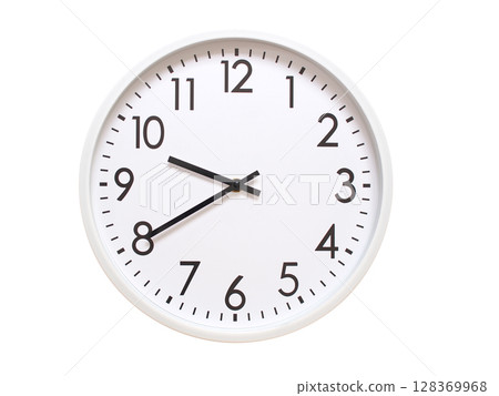 Wall clock showing 09:40 or 21:40. minimalist analog wall clock. suitable for time concept, deadline, schedule, or time zone visuals. Wall clock showing 09:40 or 21:40. minimalist analog wall clock. suitable for time concept, deadline, schedule, or time zone visuals. 128369968