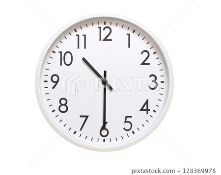 Wall clock showing 10:30 or 22:30. minimalist analog wall clock. suitable for time concept, deadline, schedule, or time zone visuals. 128369978