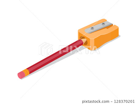 Pencil and sharpener back to school concepts stock illustration. 128370201