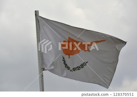Cyprus, Nicosia, Cypriot flag Cyprus, Nicosia, Cypriot flag 128370551